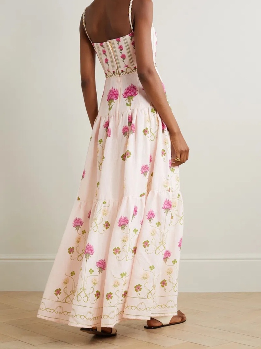 Lima Trebol Embellished Floral-Print Linen Maxi Dress - Picture 2 of 3